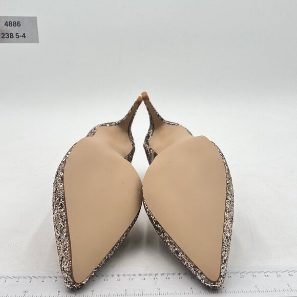 XYD Gold Glitter D'Orsay Low Heels Comfortable Slip-on Pointed Toe Sexy Pumps - Picture 7 of 8